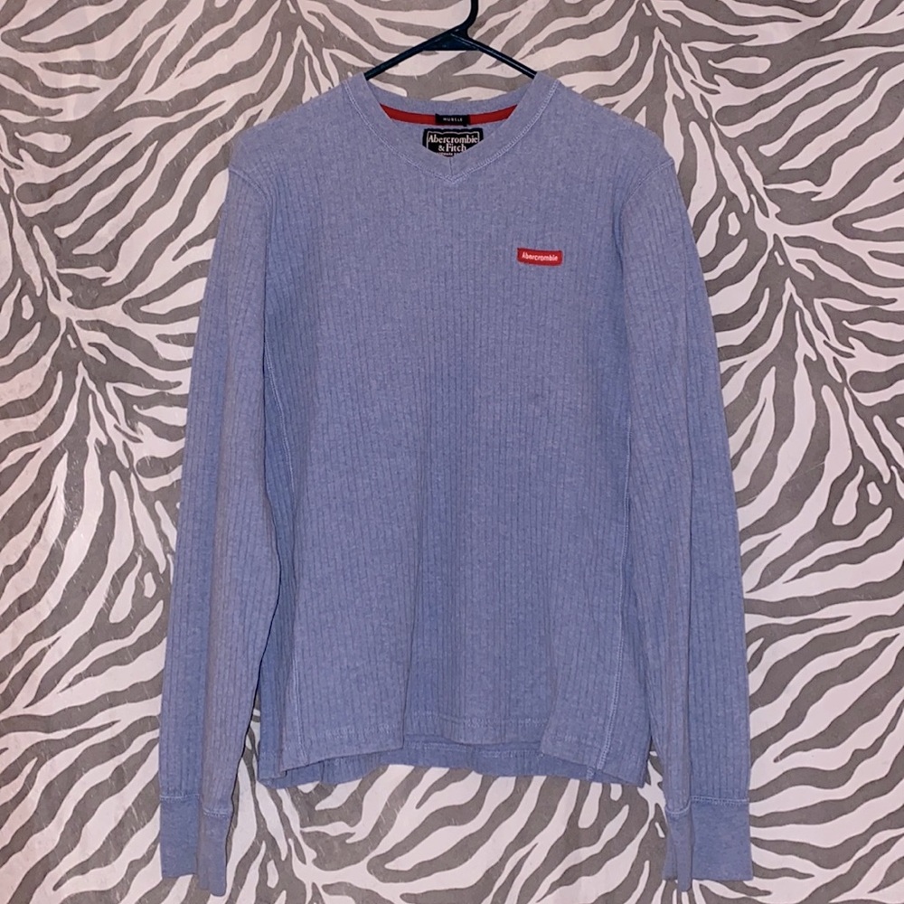 Light Blue Abercrombie & Fitch Muscle Sweater